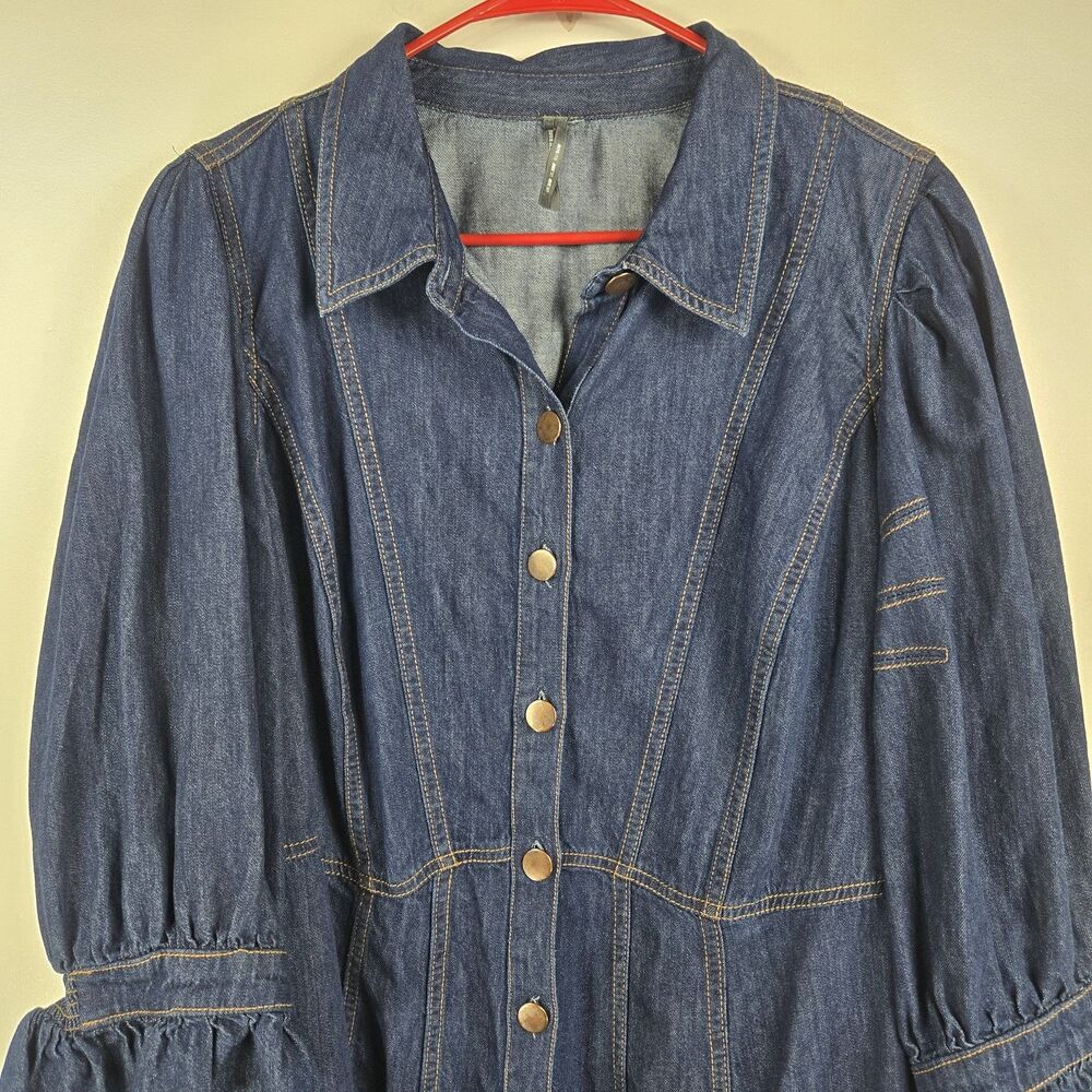 Anthropologie Women's Size 20W Denim Full Button Up Dress - Picture 2 of 8